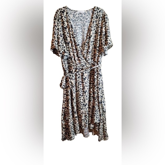 NWOT Fourteenth Place Cheetah Print Wrap Dress Size 4x High Low D - Picture 1 of 3